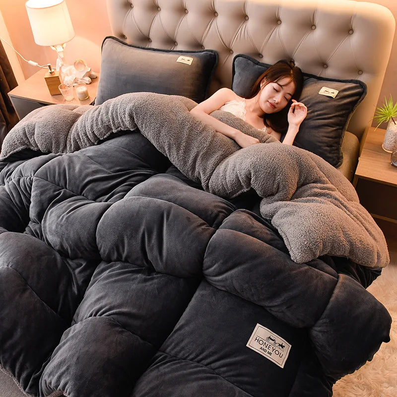 Lamb Fleece Blanket Winter Comforter Thickened Quilts Double-Sided Velvet Warm Quilt Single Double Dormitory Milk Fleece Core
