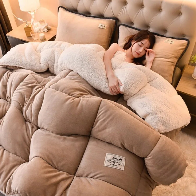 Lamb Fleece Blanket Winter Comforter Thickened Quilts Double-Sided Velvet Warm Quilt Single Double Dormitory Milk Fleece Core