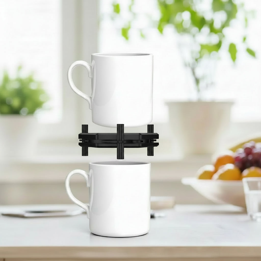 6/12Pcs Coffee Mug Storage Holder Adjustable Desktop Cup Organizer Shelf Kitchen Cabinet Stackable Coffee Cup Organizer