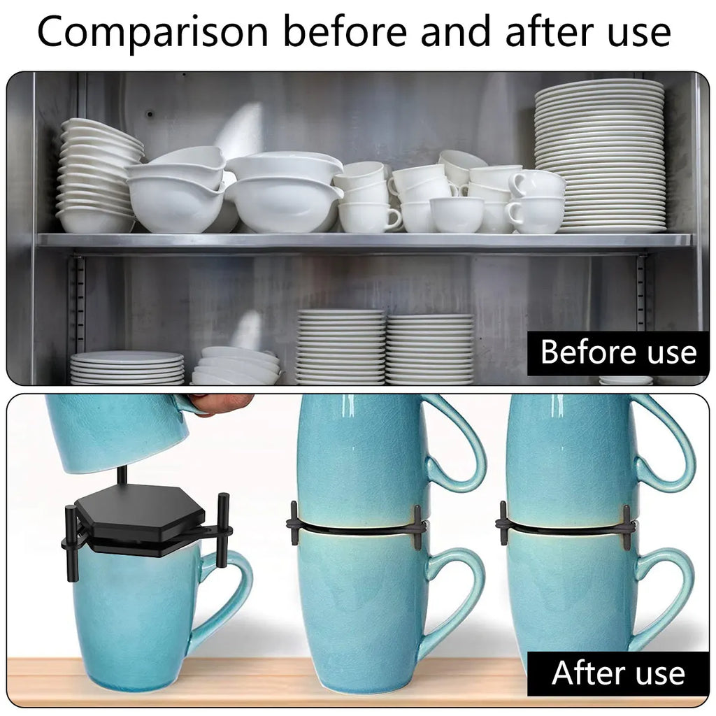 6/12Pcs Coffee Mug Storage Holder Adjustable Desktop Cup Organizer Shelf Kitchen Cabinet Stackable Coffee Cup Organizer