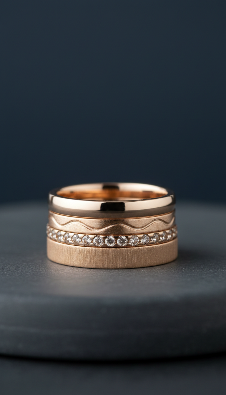 Champagne Bronze Stacking Rings Set